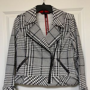 WHBM houndstooth moto jacket. New without tags